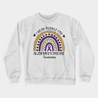 Alzheimer's Disease Awareness Month Purple Ribbon Rainbow Crewneck Sweatshirt